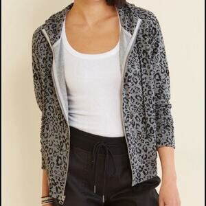 Sundry Animal Print Gray Black Zip-up Drawstring Super Soft Hoodie W-163 Sz S